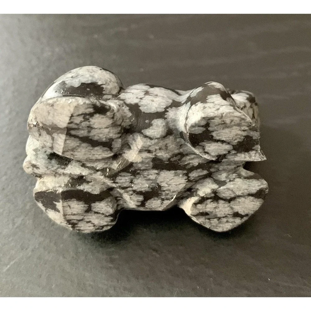 Natural Snowflake Obsidian Frog Figurines Decorative Collectible